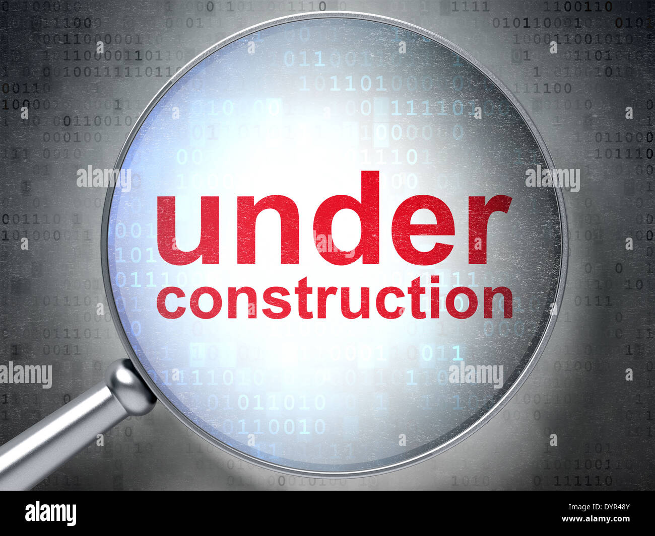 SEO web development concept: Under Construction with optical glass ...