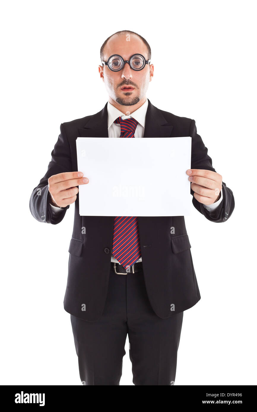 A businessman wearing thick, circle glasses Stock Photo