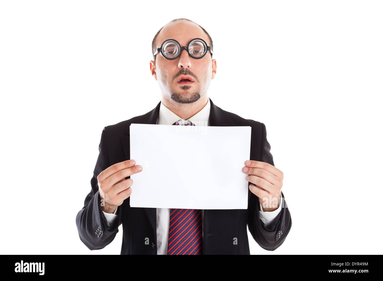 A businessman wearing thick, circle glasses Stock Photo