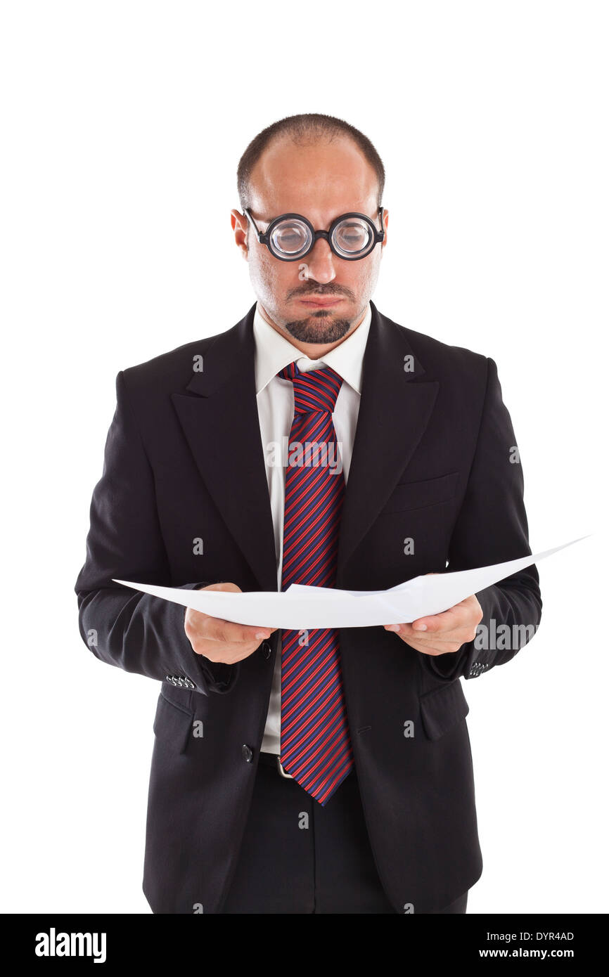 A businessman wearing thick, circle glasses Stock Photo