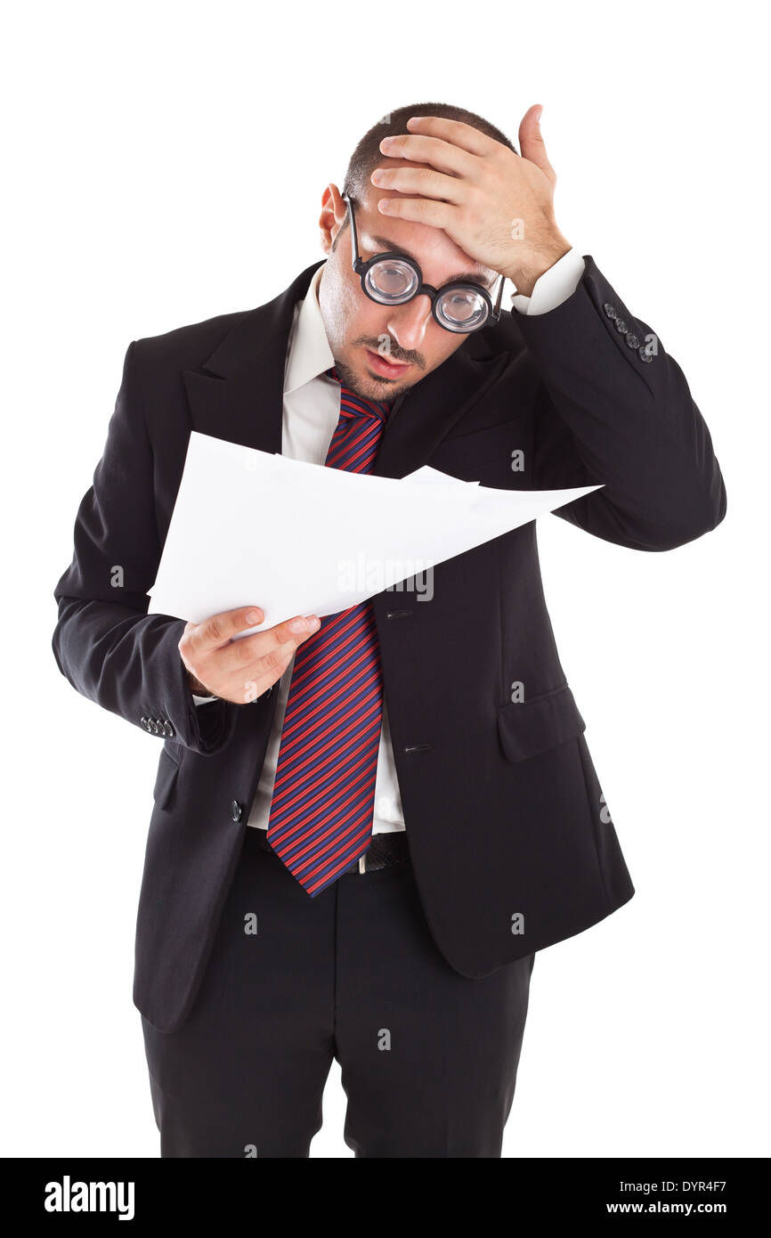 A businessman wearing thick, circle glasses Stock Photo