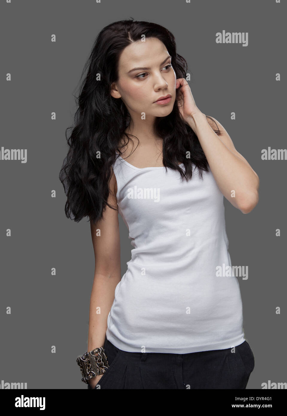 Girl wearing black tank top hi-res stock photography and images - Alamy
