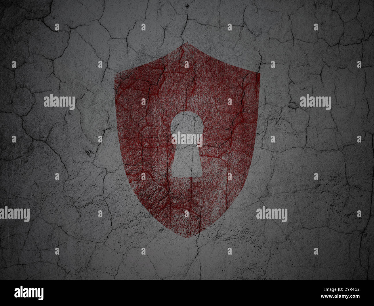 Safety concept: Shield With Keyhole on grunge wall background Stock ...