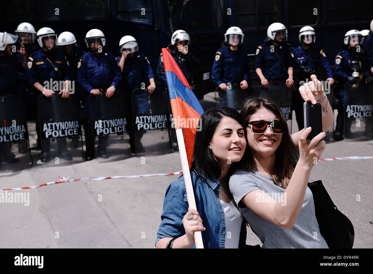 Thessaloniki, Greece. 24th Apr, 2014. Armenian immigrants demonstrated