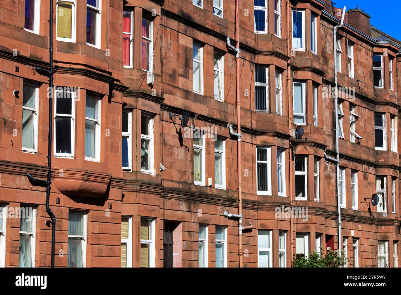 Traditional red sandstone tenements, Copland Road, Govan, Glasgow, Scotland, UK Stock Photo