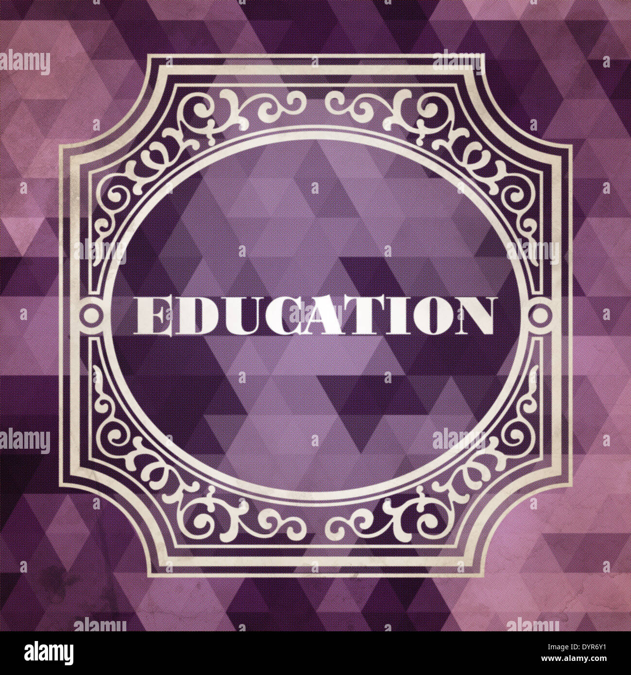 Education Concept. Vintage design. Purple Background made of Triangles. Stock Photo