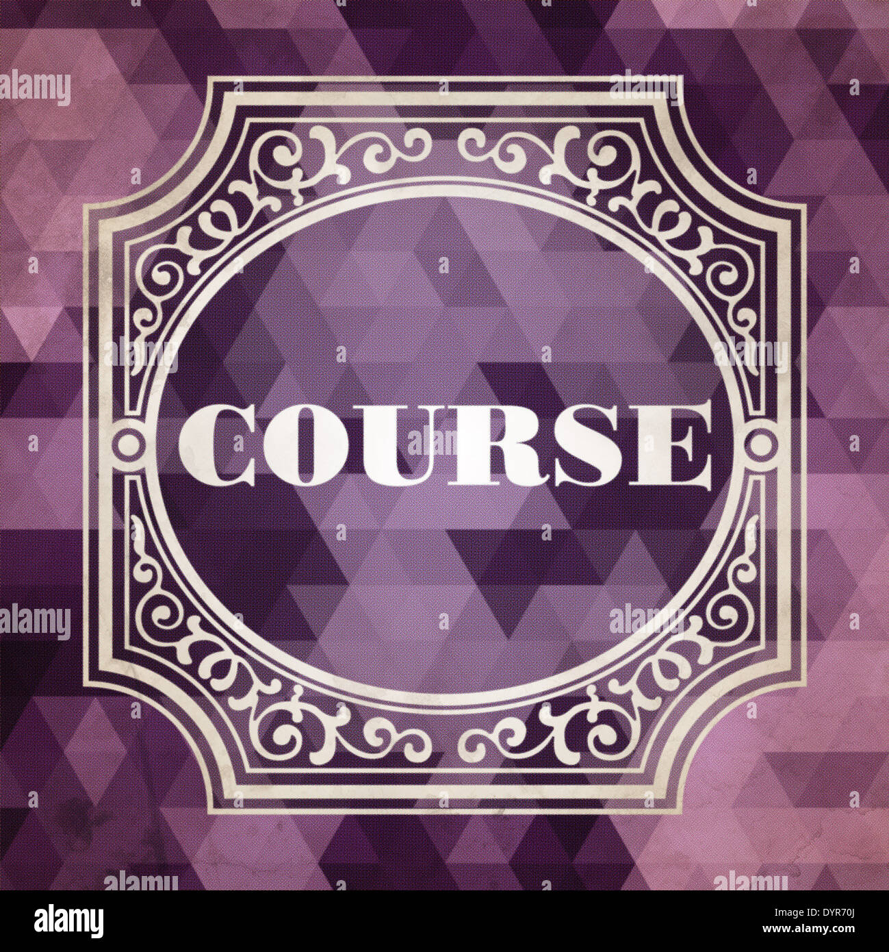 Course Concept. Vintage design. Purple Background made of Triangles. Stock Photo