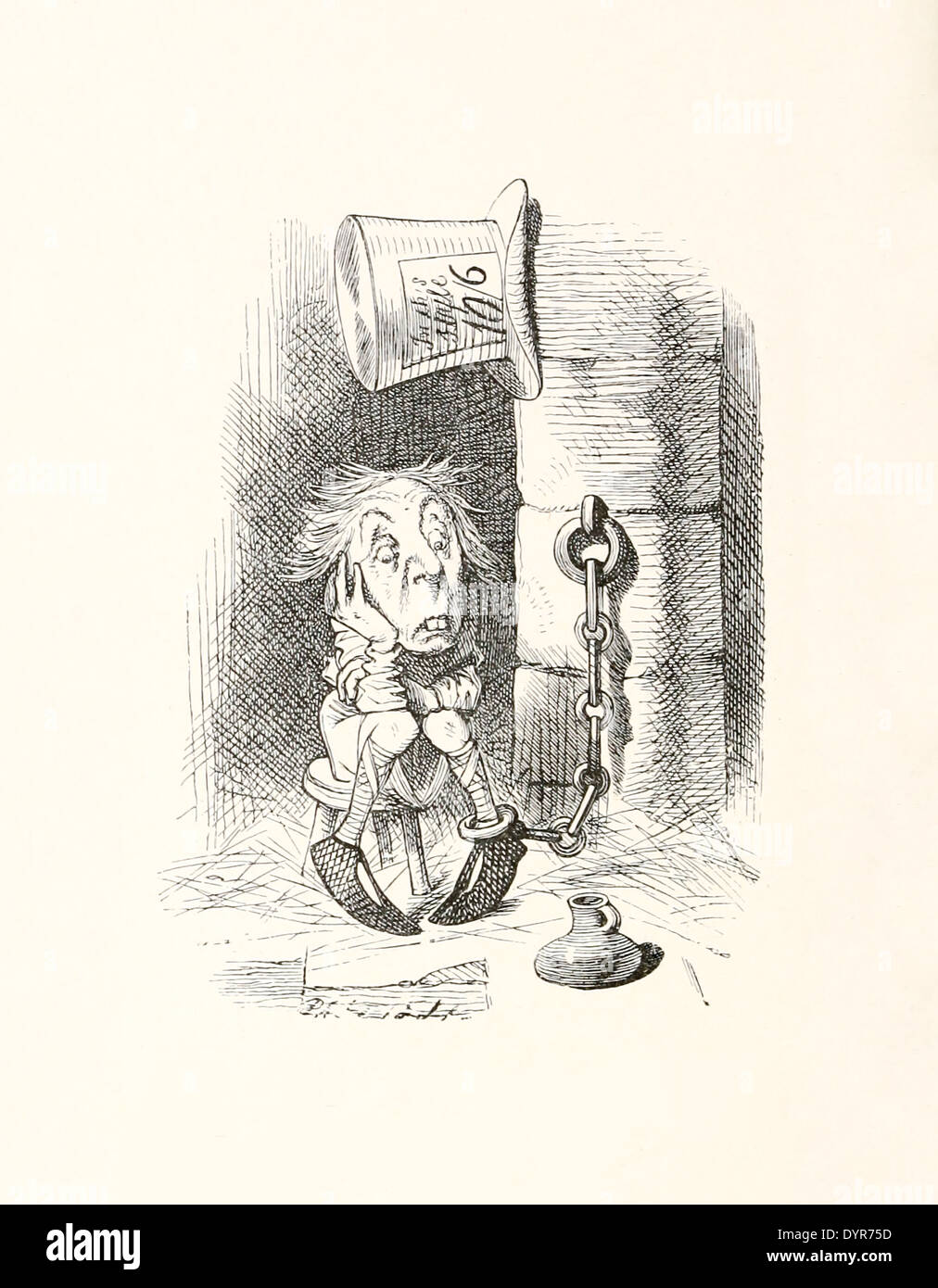 'The Hatter Imprisoned' from John Tenniel (1820-1914) illustration from Lewis Carroll's 'Through the Looking-Glass’ published in 1871. Stock Photo