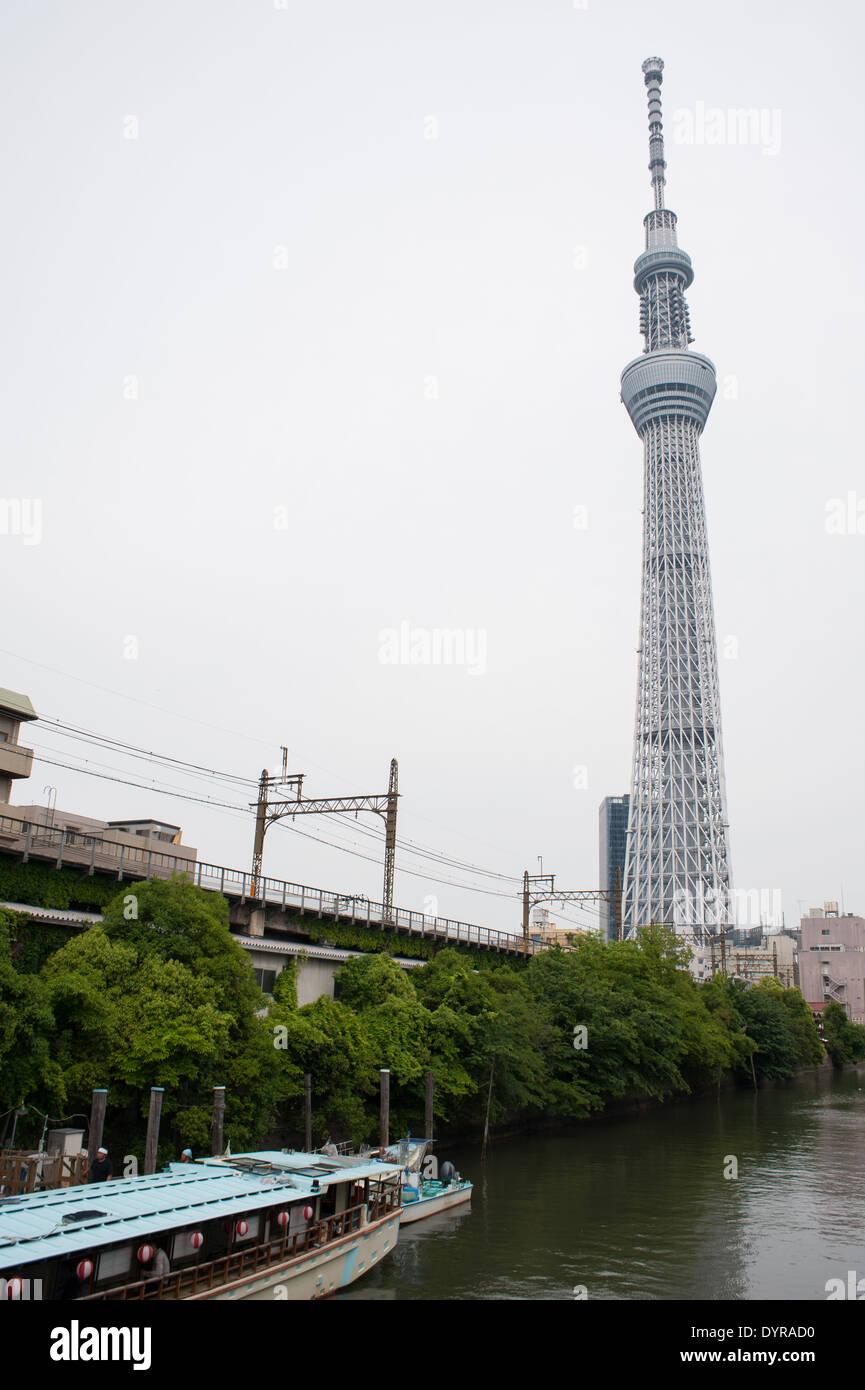 Skytree tower and Sumida River, Tokyo, Japan Stock Photo