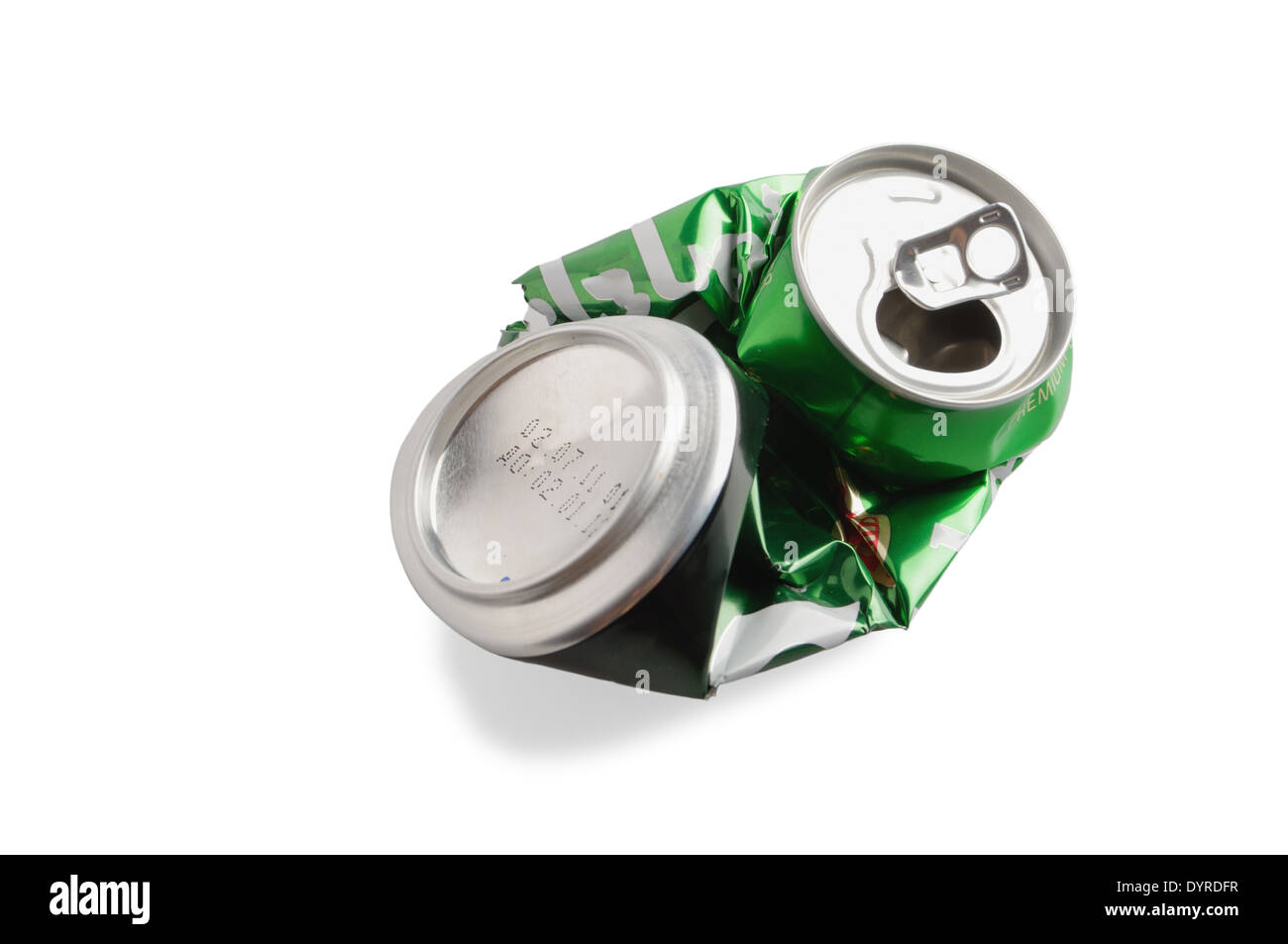 Crumpled Aluminum can isolated on white background Stock Photo