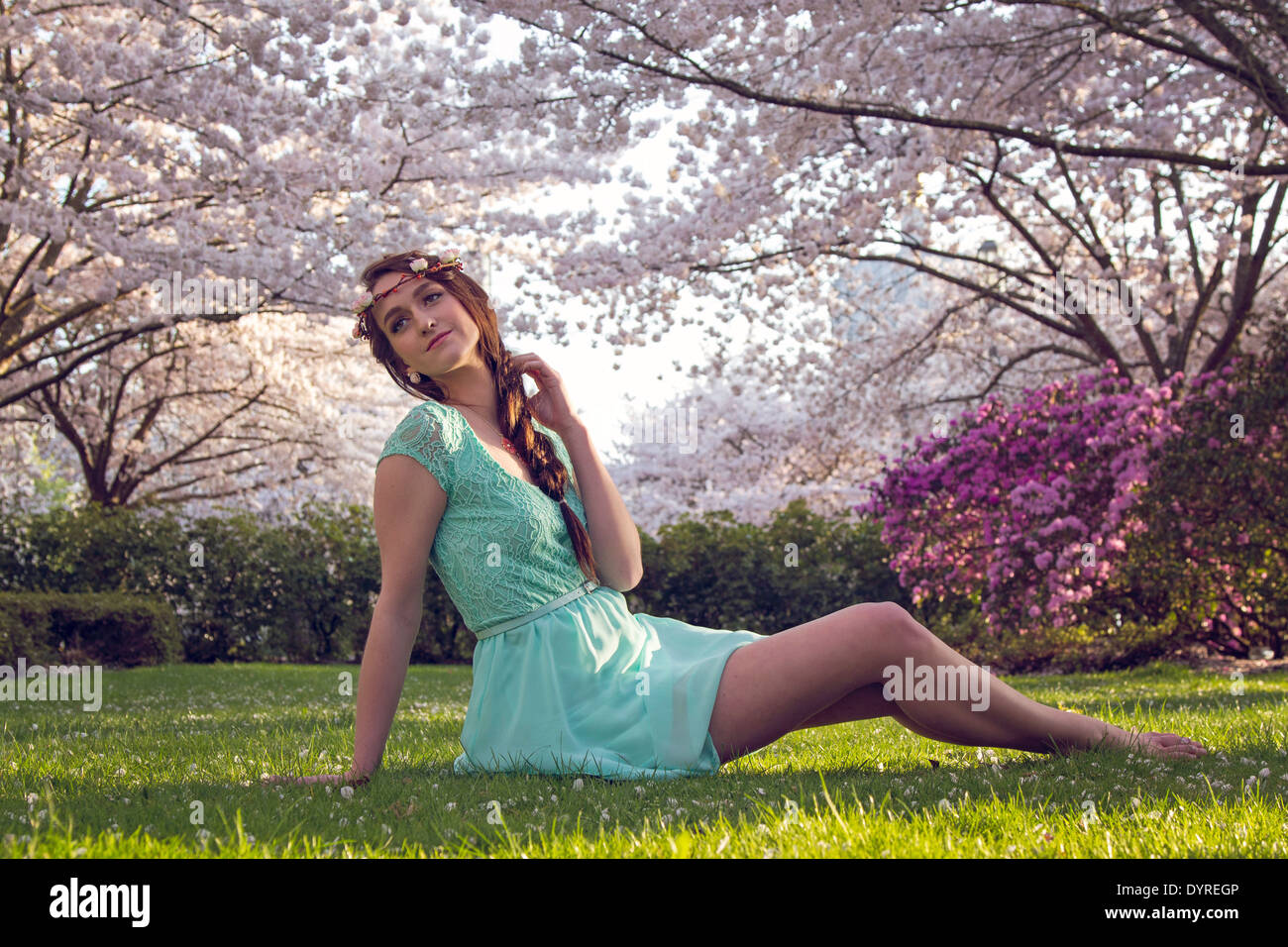 Beautiful woman smile spring hi-res stock photography and images - Alamy