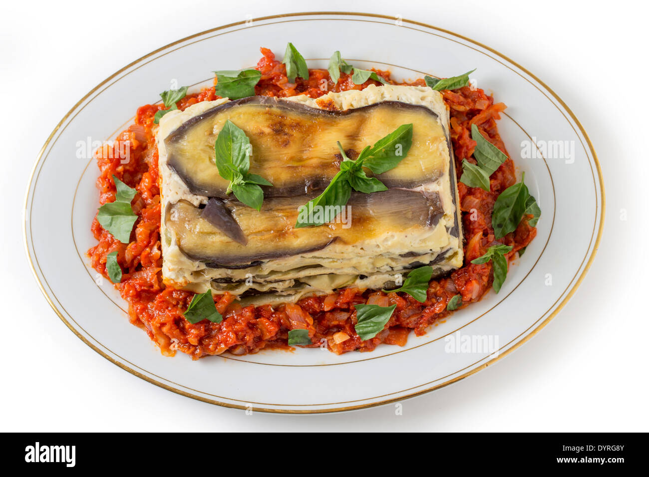 Vegetable lasagne, made with courgettes and eggplants (zucchini and