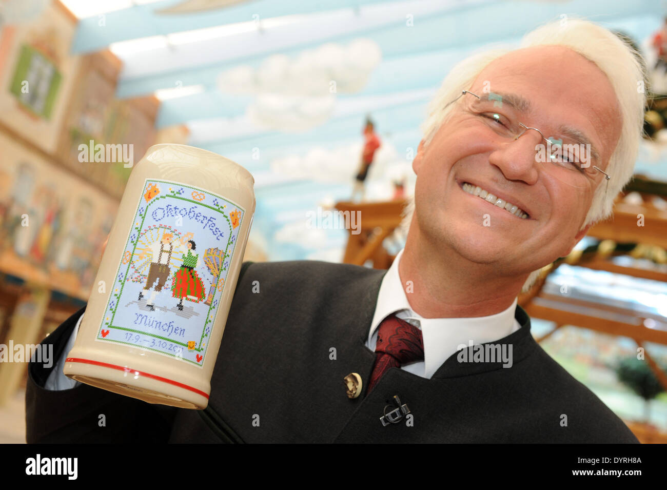 Wolfgang Krebs with the official Oktoberfest Beer Mug 2011 Stock Photo