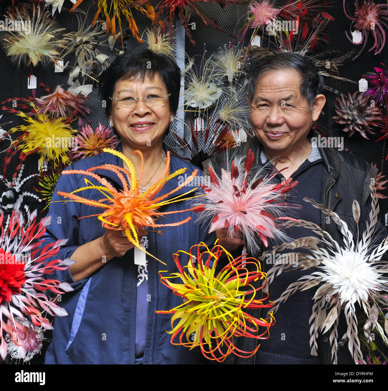 Feather flower designer Tin Kho and her husband Peter, 2011 Stock Photo