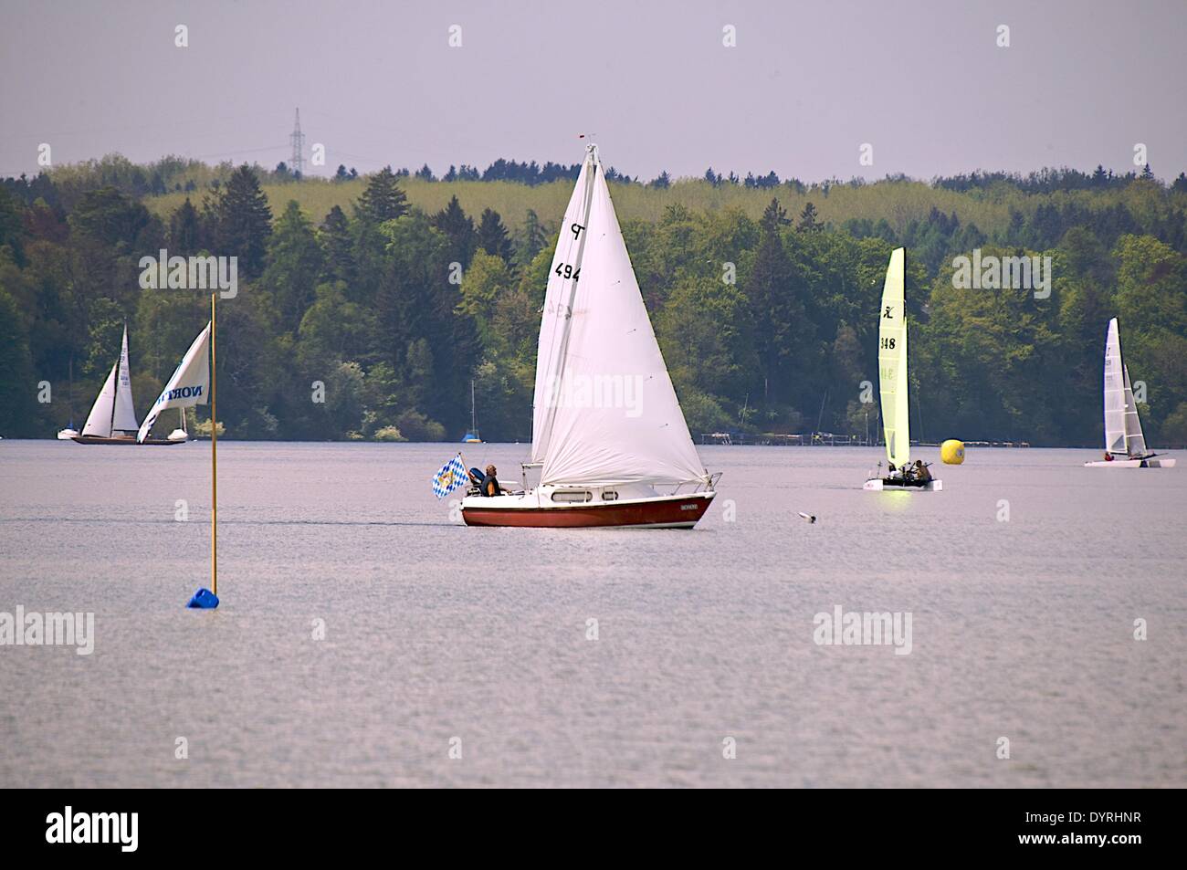 Sailing regatta on Lake Starnberg, 2009 Stock Photo