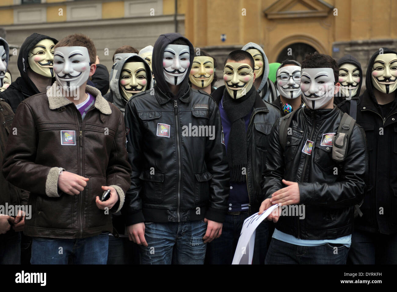 ACTA opponents demonstrate in Munich, 2012 Stock Photo