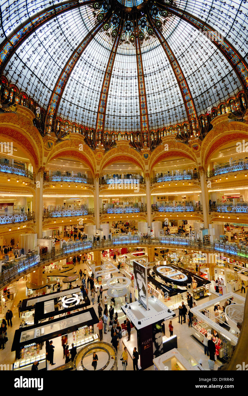 Galeries Lafayette Shopping Mall Paris France Stock Photo