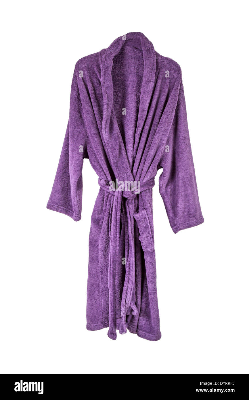 Purple Bathrobe isolated on white background Stock Photo Alamy