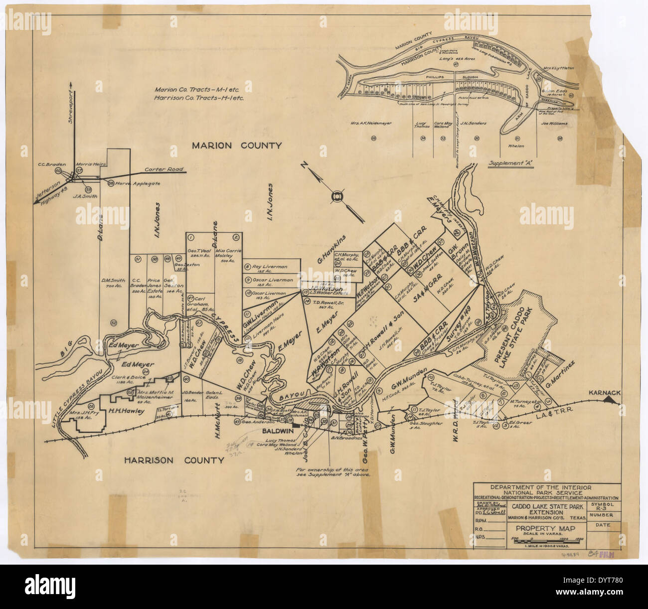 Caddo Lake State Park Map Caddo Lake State Park - Park Extension Property Map - Sp.40.84 Stock Photo  - Alamy