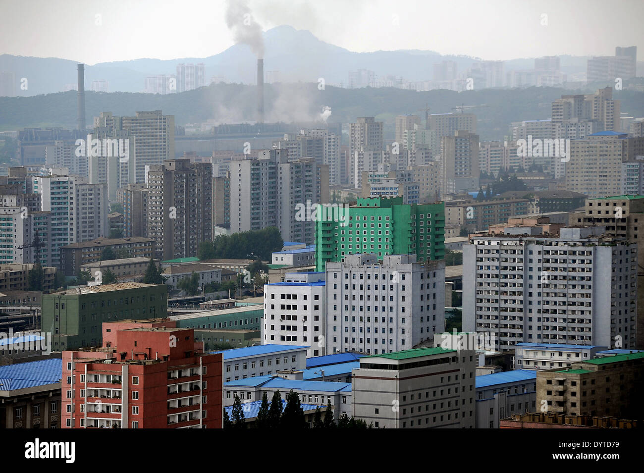 An aerial view of downtown Pyongyang Stock Photo