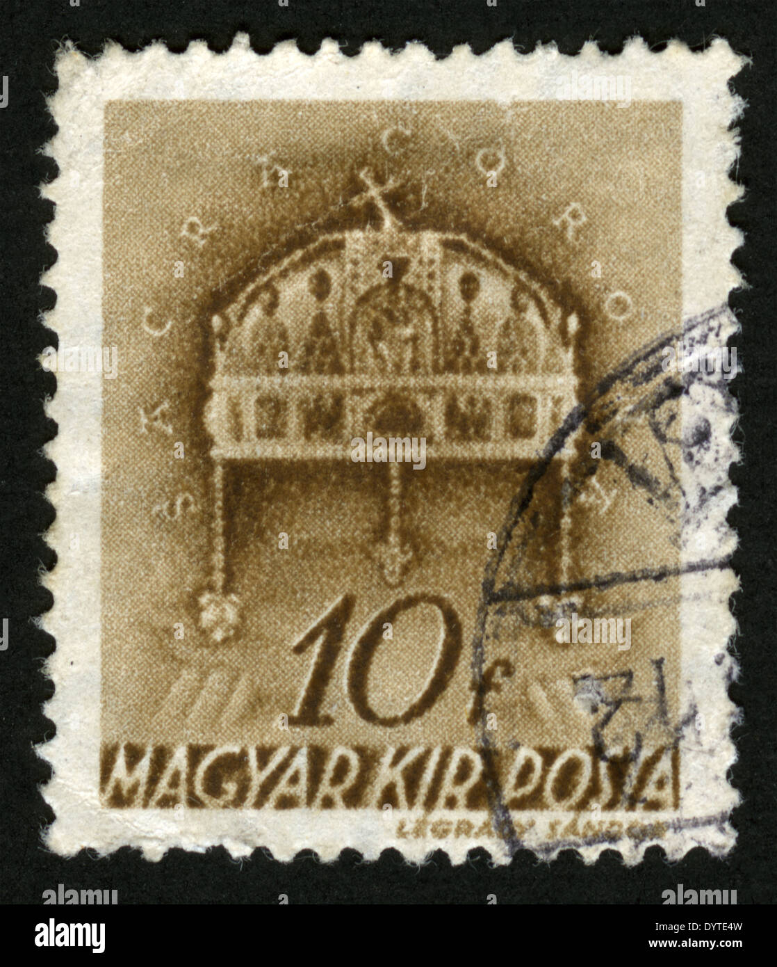 HUNGARY - CIRCA 1939: A stamp printed in Hungary shows Crown of St. Stephen, (Saora Corona),circa 1939 Stock Photo