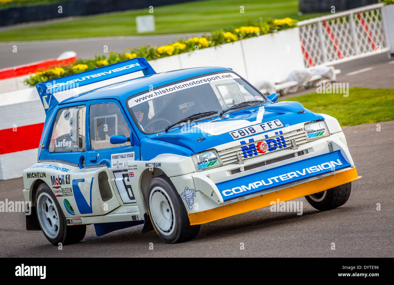 1986 Metro MG 6R4 Group B car with driver Stuart Larby. 72nd Goodwood Members meeting, Sussex, UK. Stock Photo