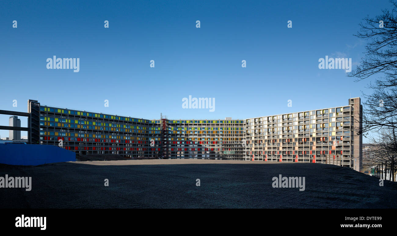 Exterior of apartment block, Park Hill, Sheffield, South Yorkshire