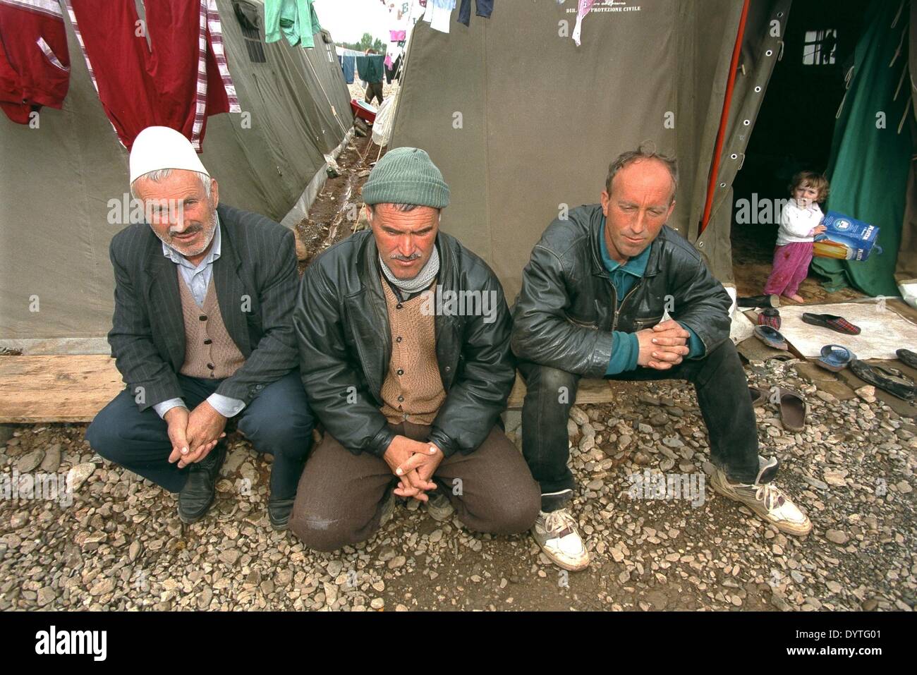 Refugees from Kosovo in Albania (April 1999) Stock Photo