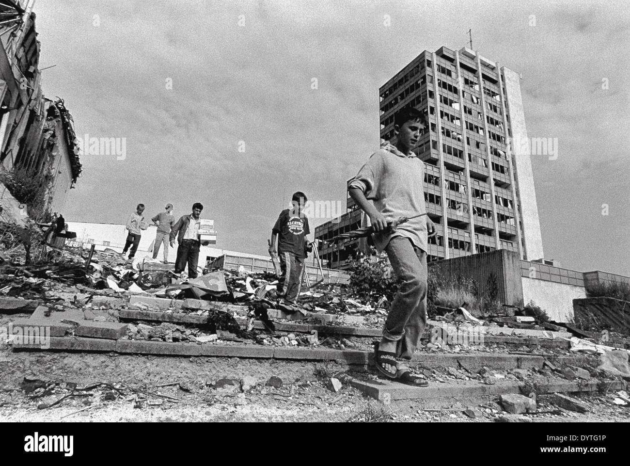 The bombed center of Pristina Stock Photo