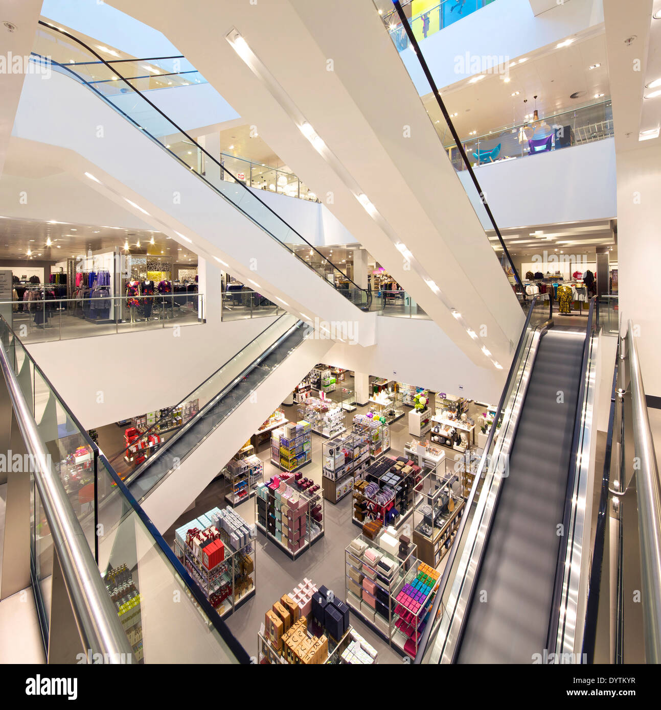 Interior of John Lewis store in the Westfield Shopping Centre in Stratford, London Stock Photo