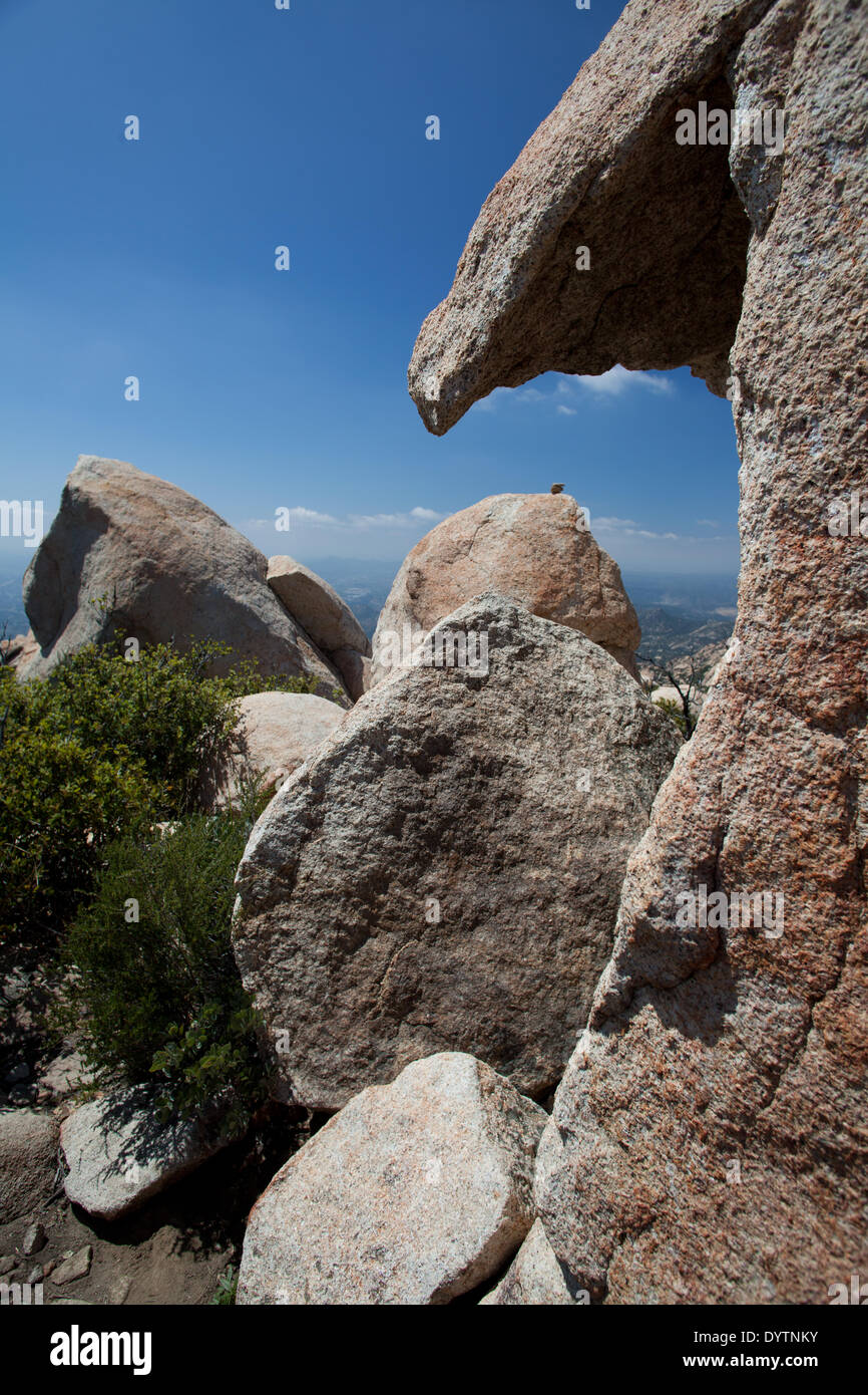 Rocks at the El Cajon mountain trail at the top of the mountain, in April 2013. Stock Photo