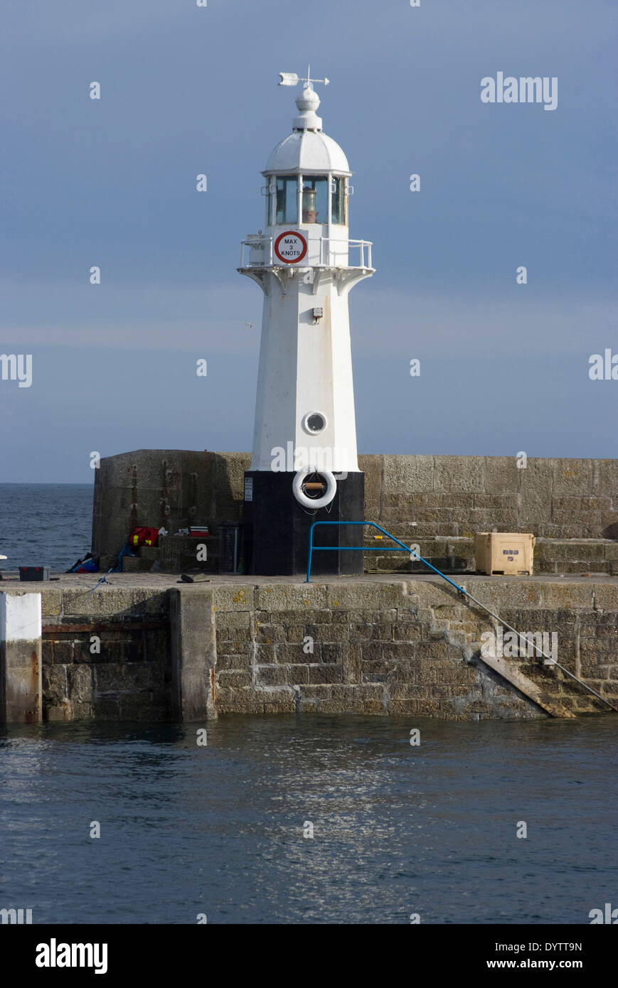 Lighthouse at the harbour, Mevagissey, Cornwall, UK Stock Photo