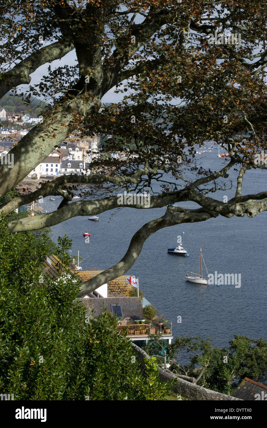 View of the town and the River Dart, Dartmouth, Devon, UK Stock Photo