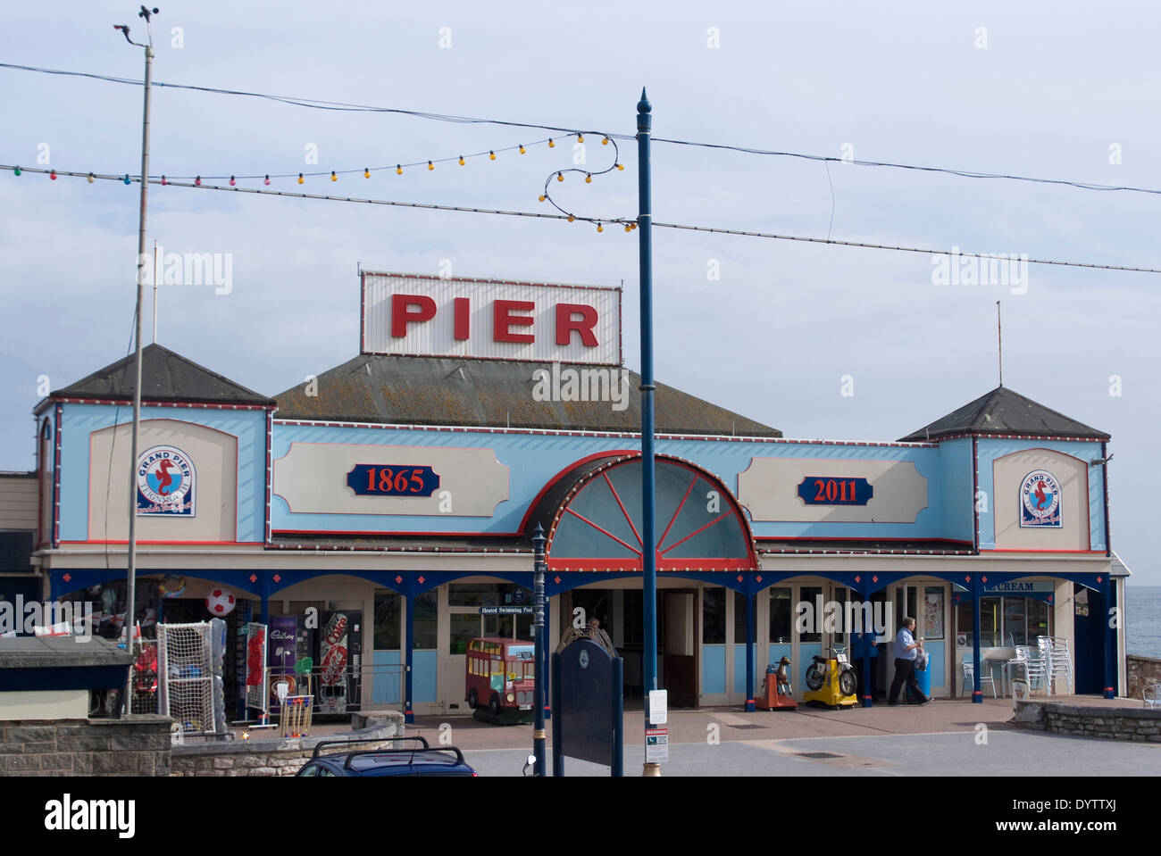 The entrance to the amusement pier, Teignmouth, Devon, UK Stock Photo