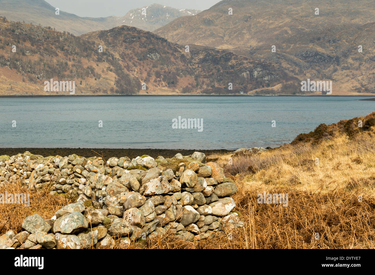OLD DRY STONE WALL NEAR THE FOOTPATH AT KINLOCH HOURN WEST COAST
