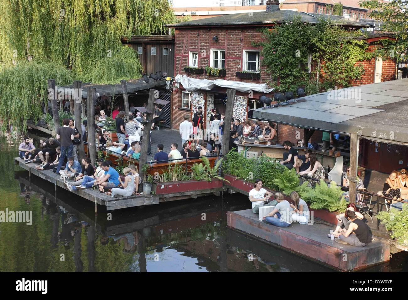Guests in the Club der Visionaere on the Flutgraben Stock Photo Alamy