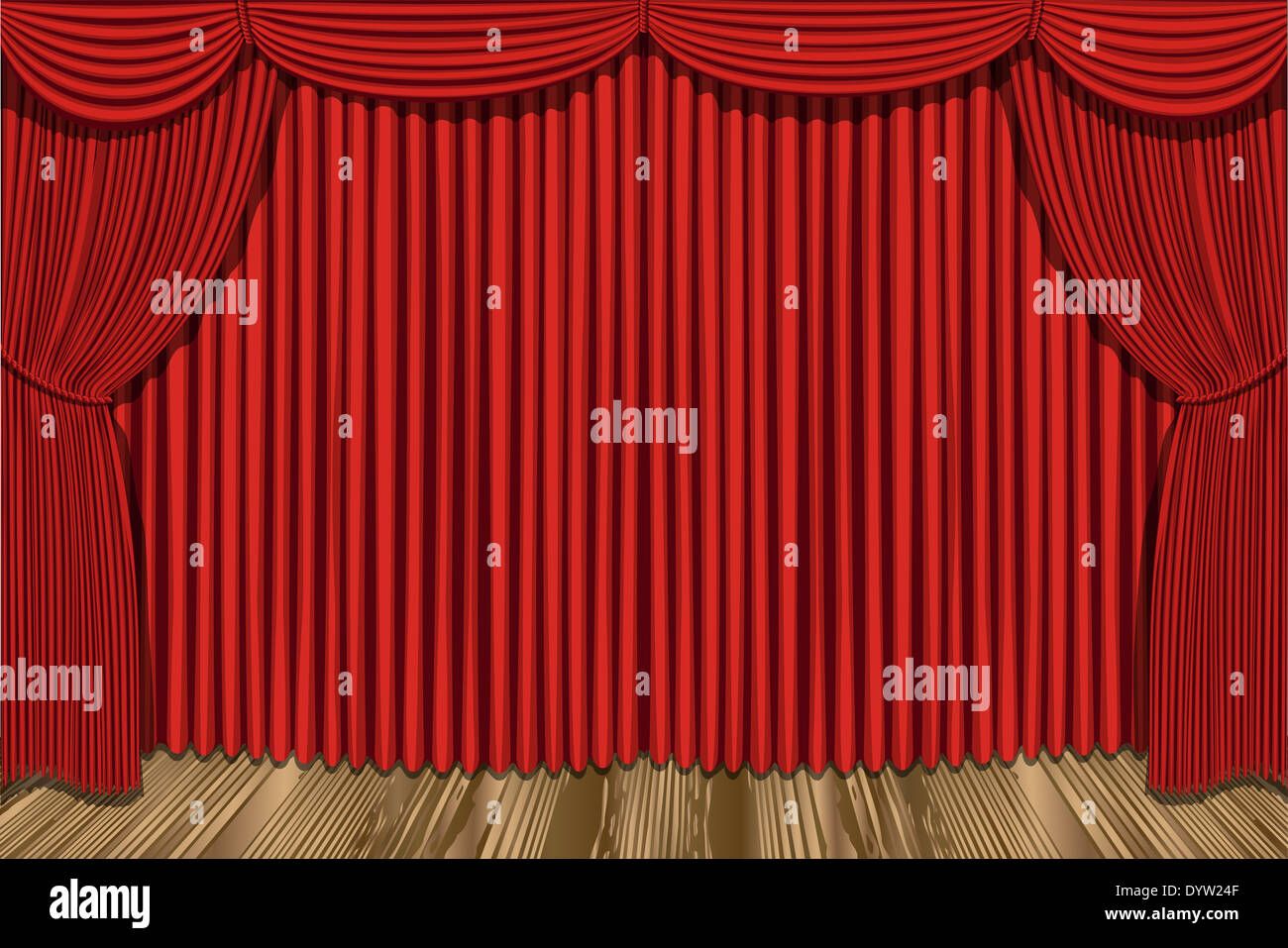 Rred drapes curtain. gradient mash. Vector illustration Stock Photo