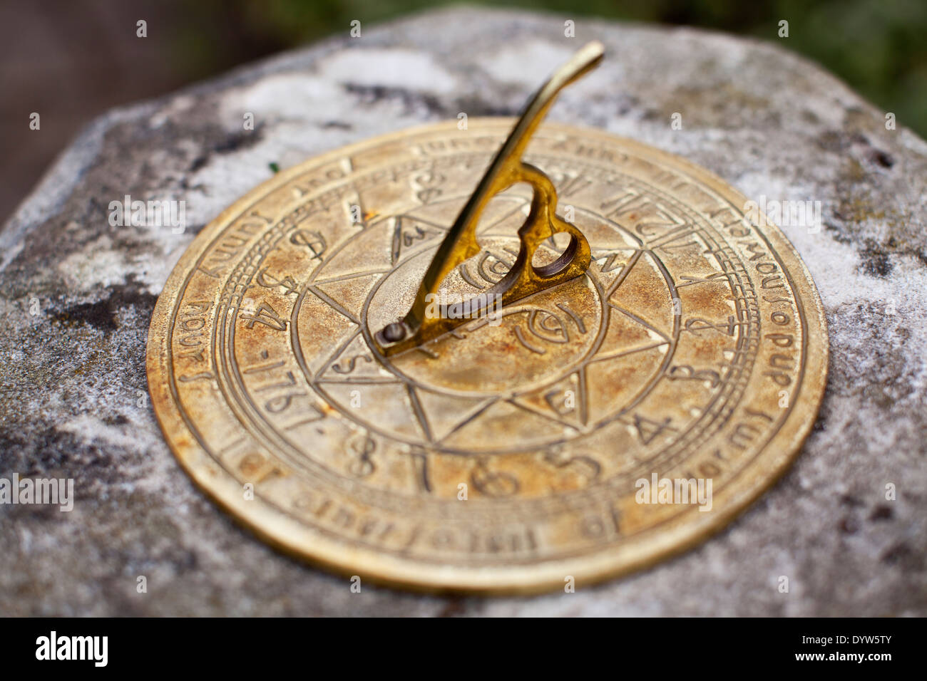 Bronze Sundial on a stone plinth Stock Photo Alamy