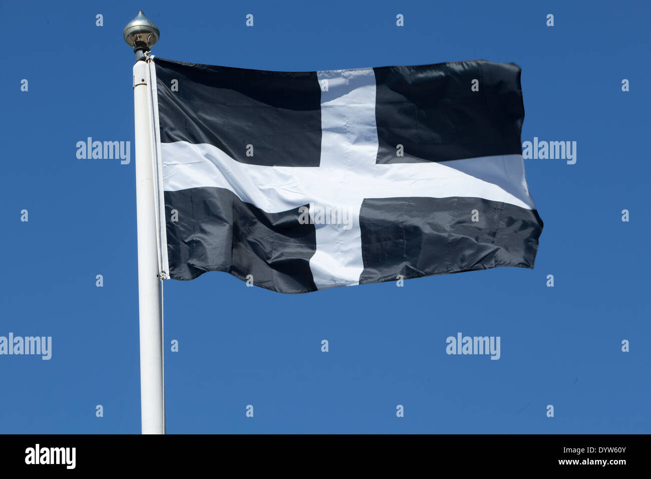 The flag of Cornwall flying in Lerryn Stock Photo