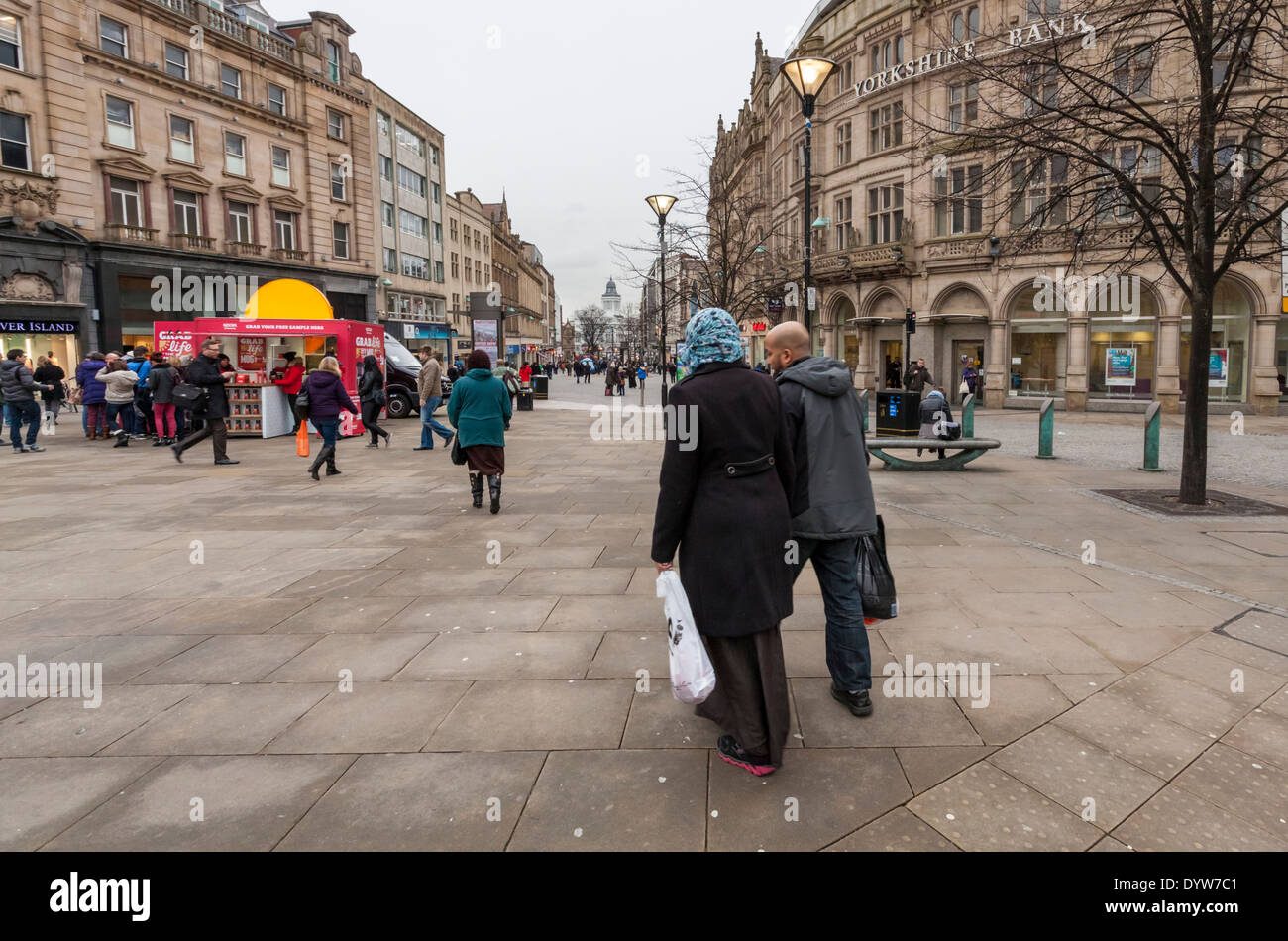 Shoppers in Sheffield city centre, England, UK Stock Photo Alamy