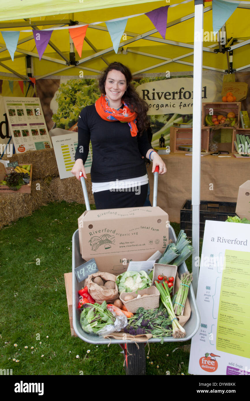 Pretty Girl Manning Stall For Riverford Farm Service Hi res Stock 