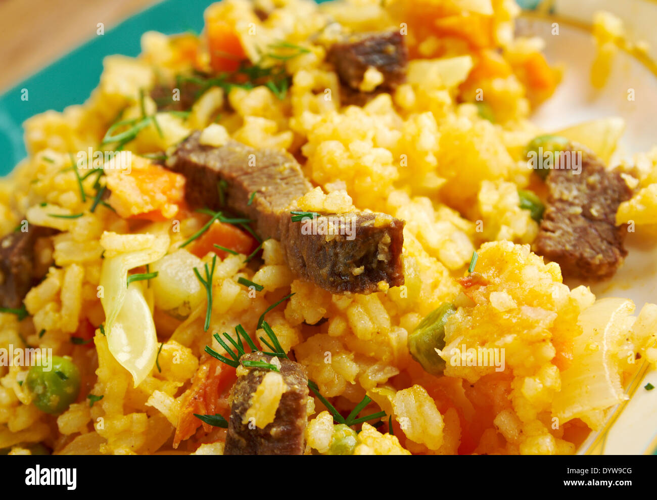 arroz chino colombiana - Fried Rice with Vegetables and Meat.southern food Stock Photo