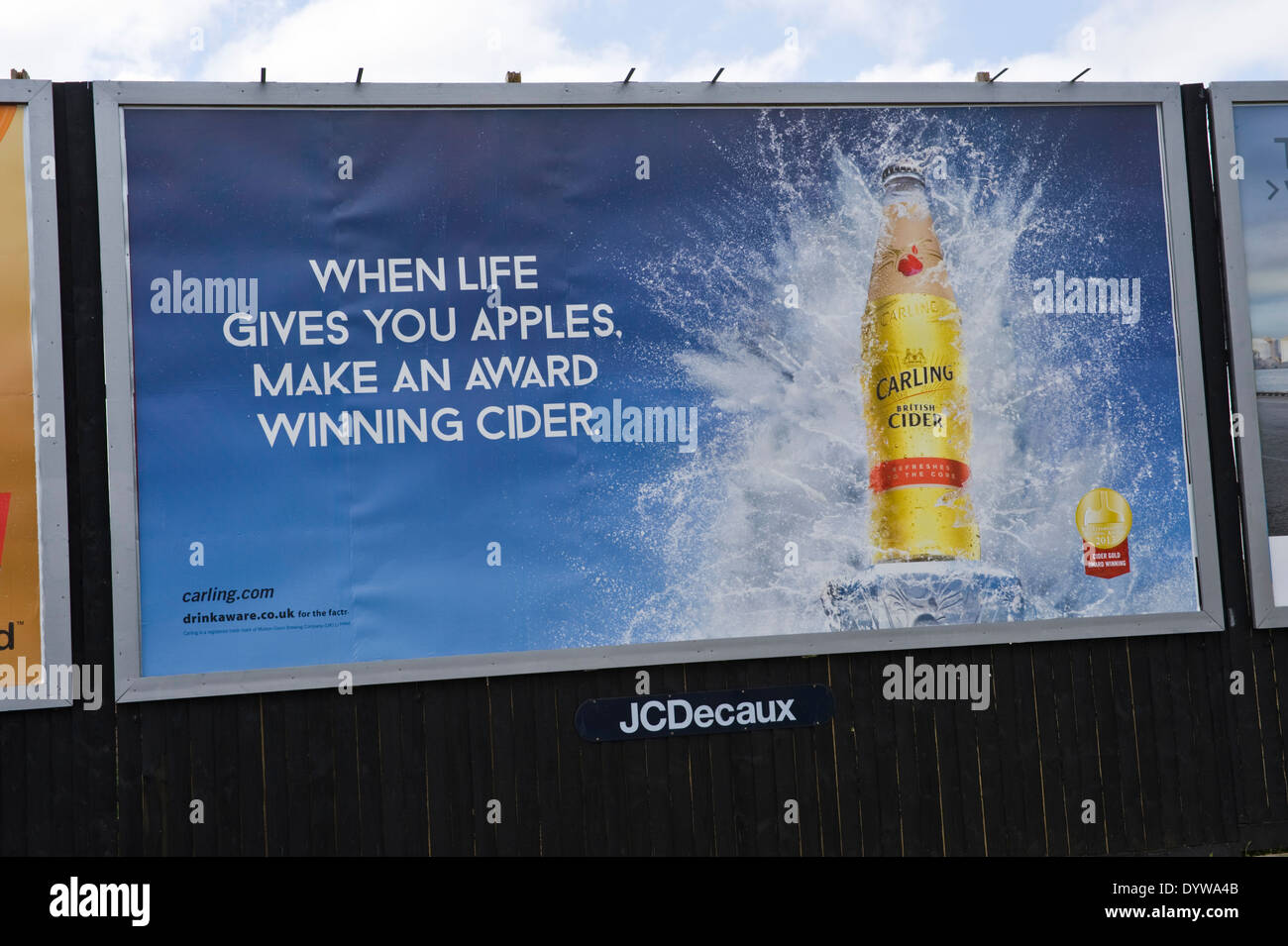 Carling Cider advertising billboard on JCDecaux roadside site in