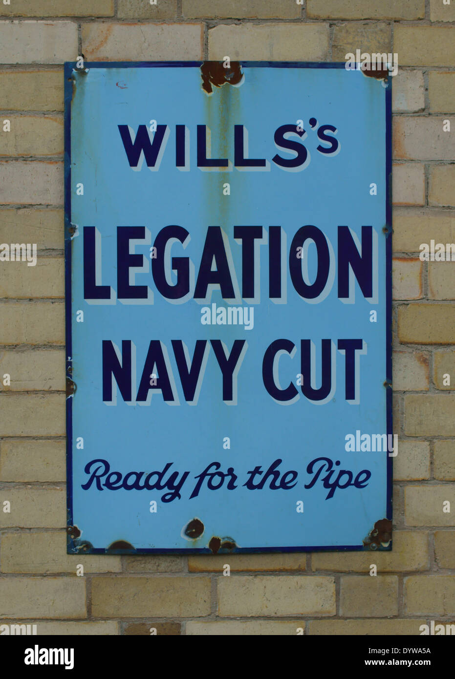 old fashioned metal advertising sign, for tobacco Stock Photo