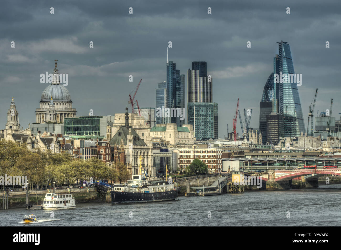 city of London skyscrapers and St Paul's Dome Stock Photo