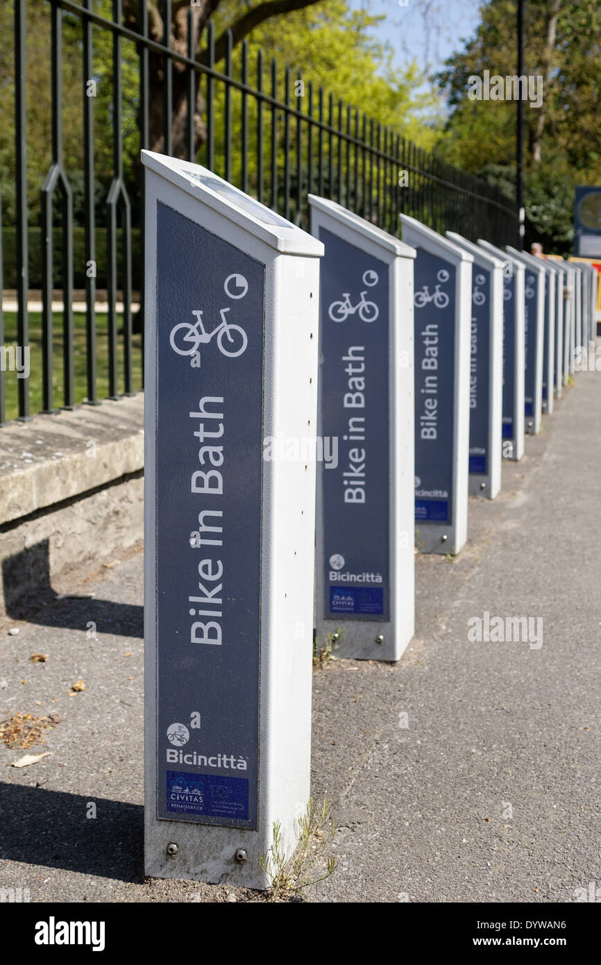 Bike in Bath public cycle hire docking stations outside the Holburne