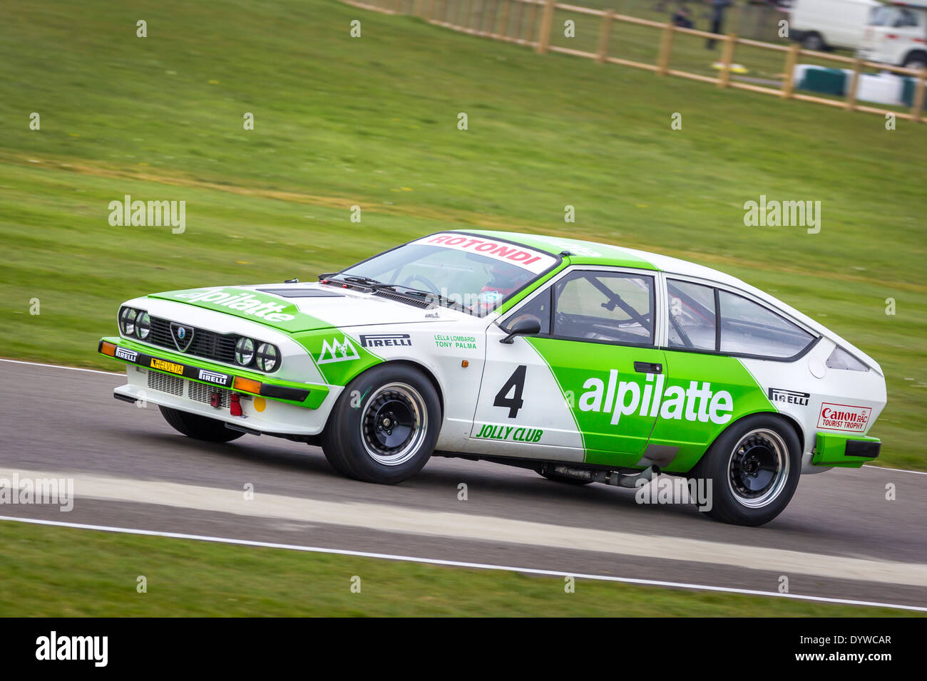 1982 Alfa Romeo GTV6 with driver Chris Snowdon. The Gerry Marshall Trophy Race. 72nd Goodwood Members meeting, Sussex, UK. Stock Photo