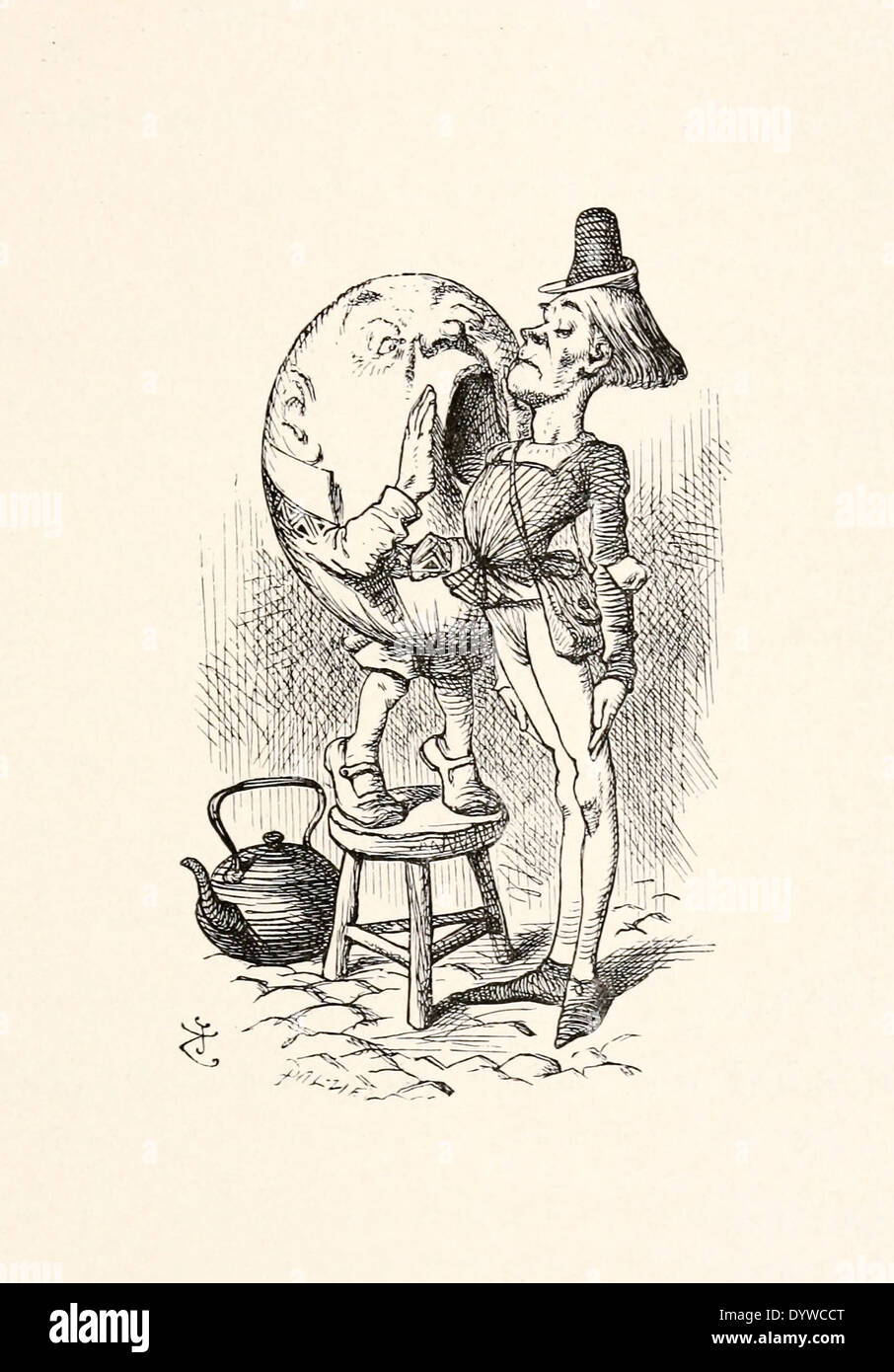 John Tenniel (1820-1914) illustration from Lewis Carroll's 'Through the Looking-Glass’ published in 1871.Humpty shouts Stock Photo