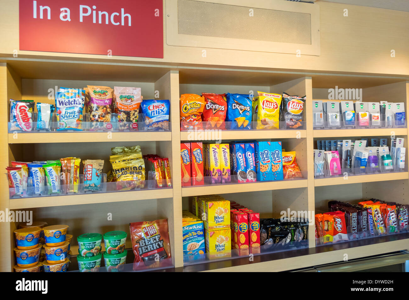 Los Angeles California,Manhattan Beach,Marriott,TownePlace Suites,extended-stay,hotel,chain,lodging,convenience store,sundries,snacks,snack food,cooki Stock Photo