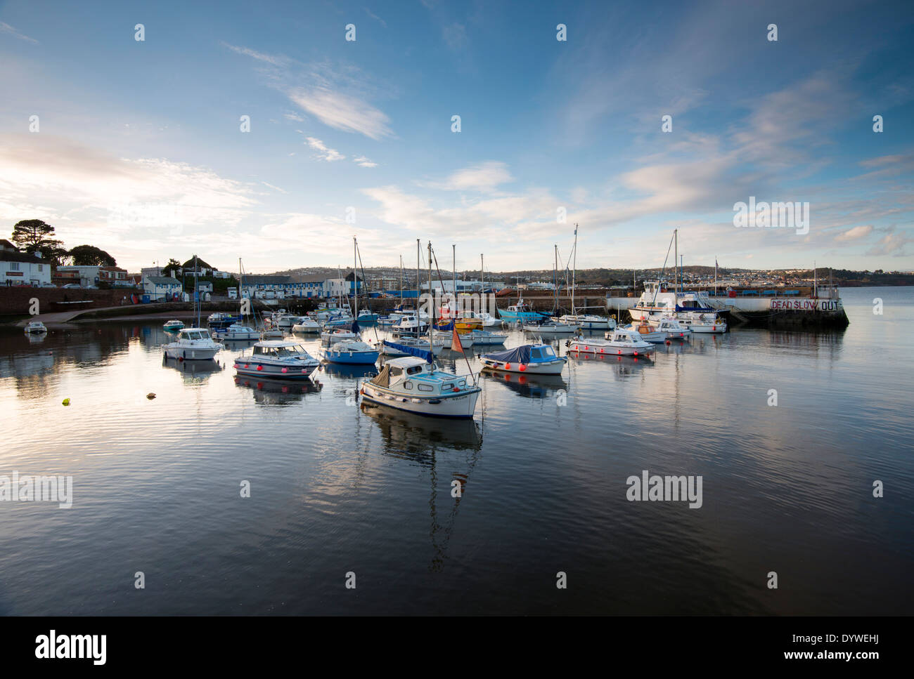 Dusk in the Harbour at Paignton, Devon England UK Stock Photo - Alamy
